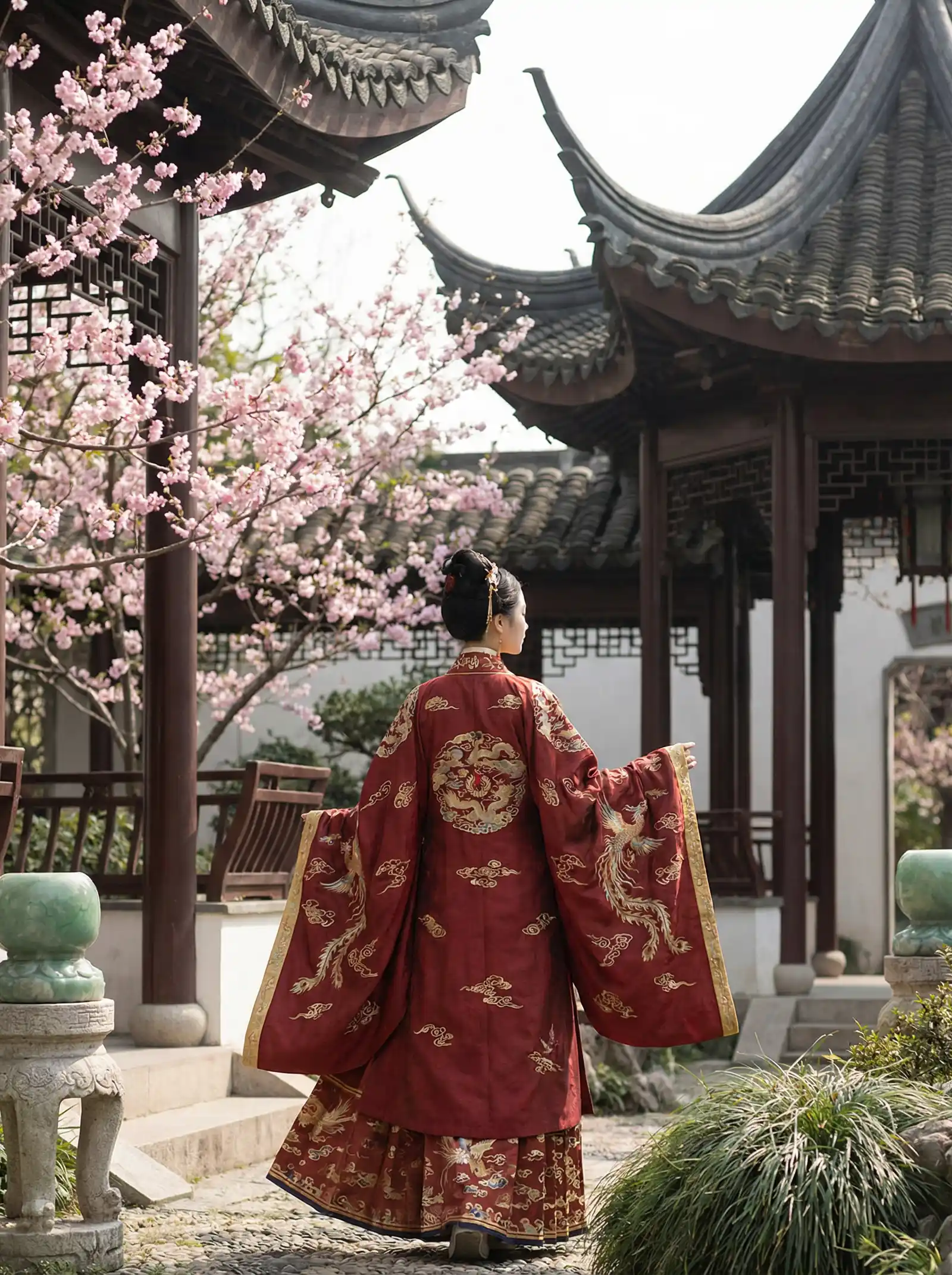 1983年的武则天三级 明制汉服红色凤凰刺绣